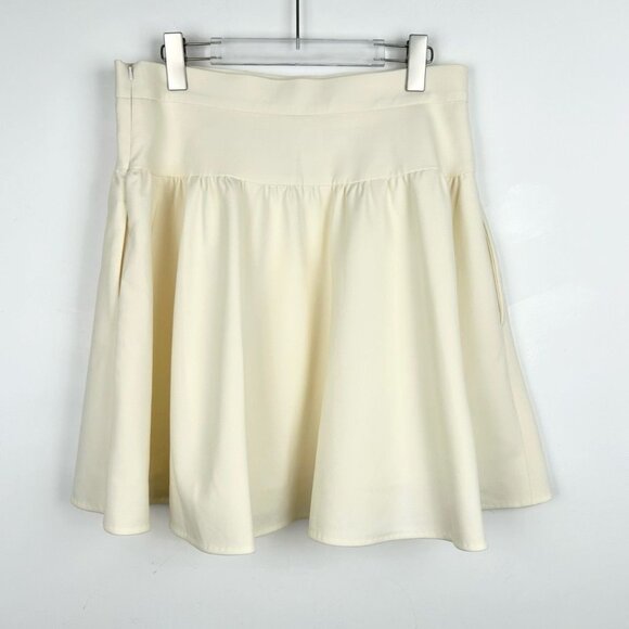 Maxmara Made In Italy Pleated Beige Sheep Wool Skirt L Size Grade A New With Tag - Picture 2 of 7